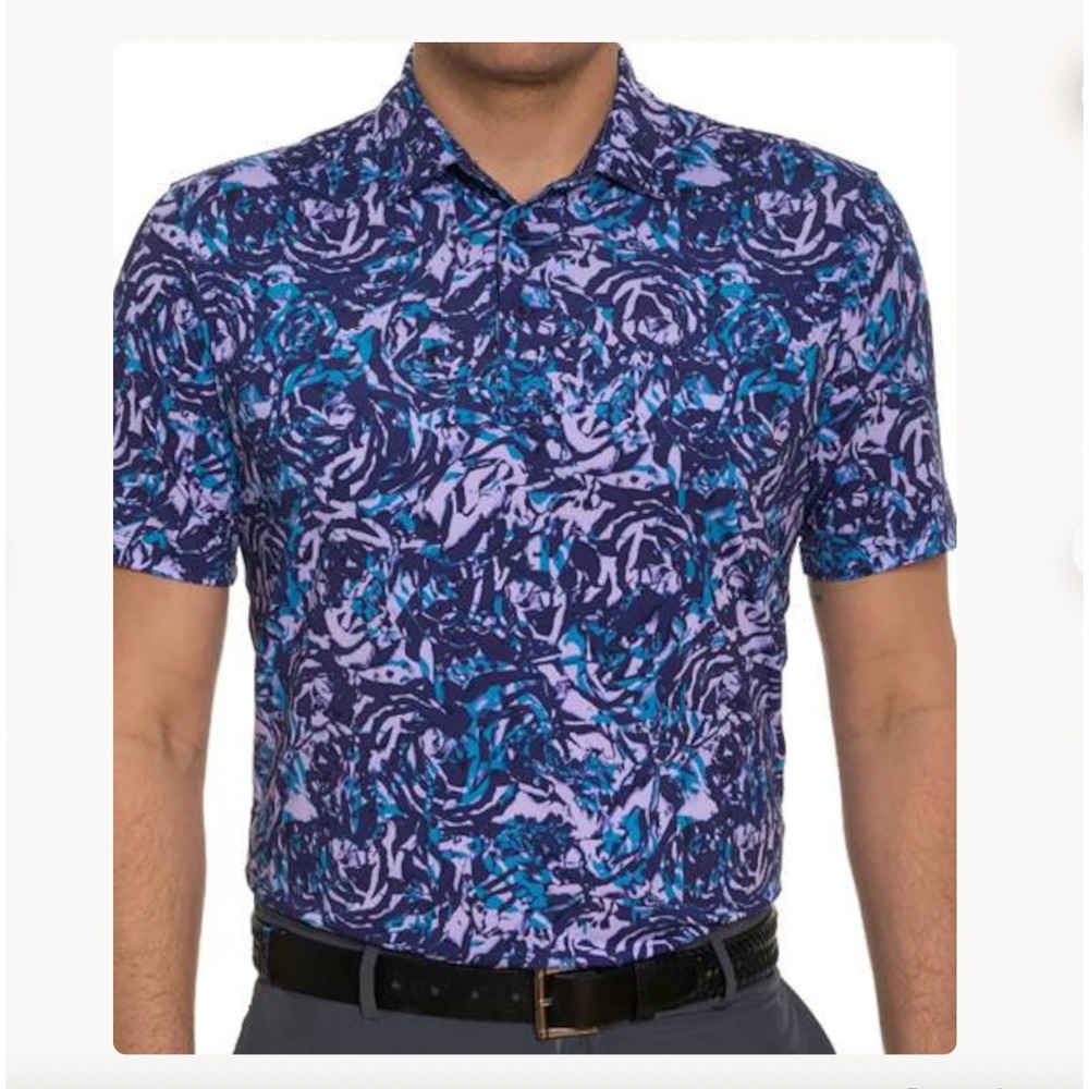 ROBERT GRAHAM Clubhouse "Abstract Rose" Performance Golf Polo Shirt Size 3X